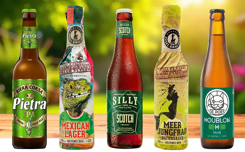 秋ギフト ヨーロッパ ビール 飲み比べ 5本セット【無料 リボンラッピング メッセージカード】クラフトビール 5種 フランス ベルギー ドイツ 詰め合わせ ギフト箱付 誕生日 御祝 御礼 退職  昇進 送料無料