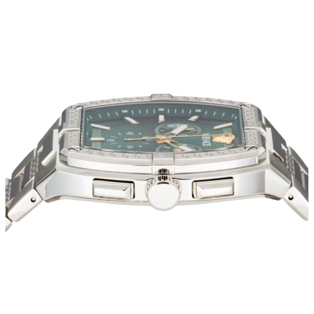 ヴェルサーチェ 腕時計 メンズ グリーン シルバー ゴールド 44mm VERSACE SPORTY TONNEAU GRECA クロノグラフ スイス製 メンズ腕時計 高級 ブランド おしゃれ プレゼント ギフト 卒業 入学 お祝い