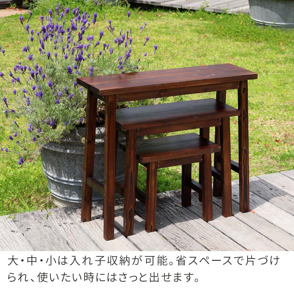 サイドテーブル 焼杉スツール風スタンド 中サイズ YT-6052Y 幅60 コンソールテーブル サイドテーブル テーブル スタンド プランター 花台 台 木製 ウッド おしゃれ 玄関 室内 リビング イ 伝統美が叶える凛とした佇まい  木目 机
