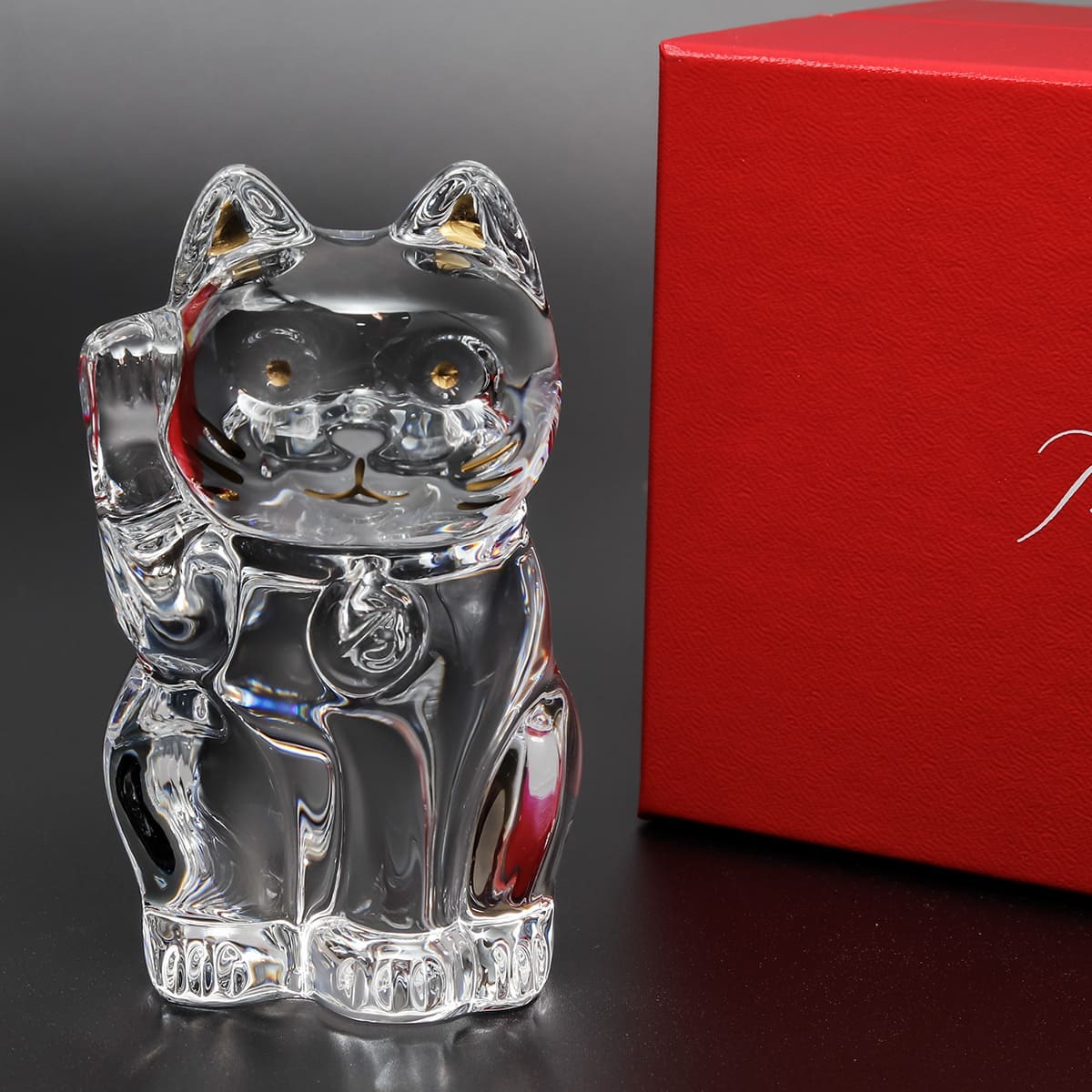 名入れ バカラ まねき猫 2607786 Baccarat 招き猫 クリスタル 置物 フィギュリン オーナメント クリア ゴールド 正規品 金運 商売繁盛 開店祝い 新築祝い 誕生日 還暦祝い ギフト プレゼント