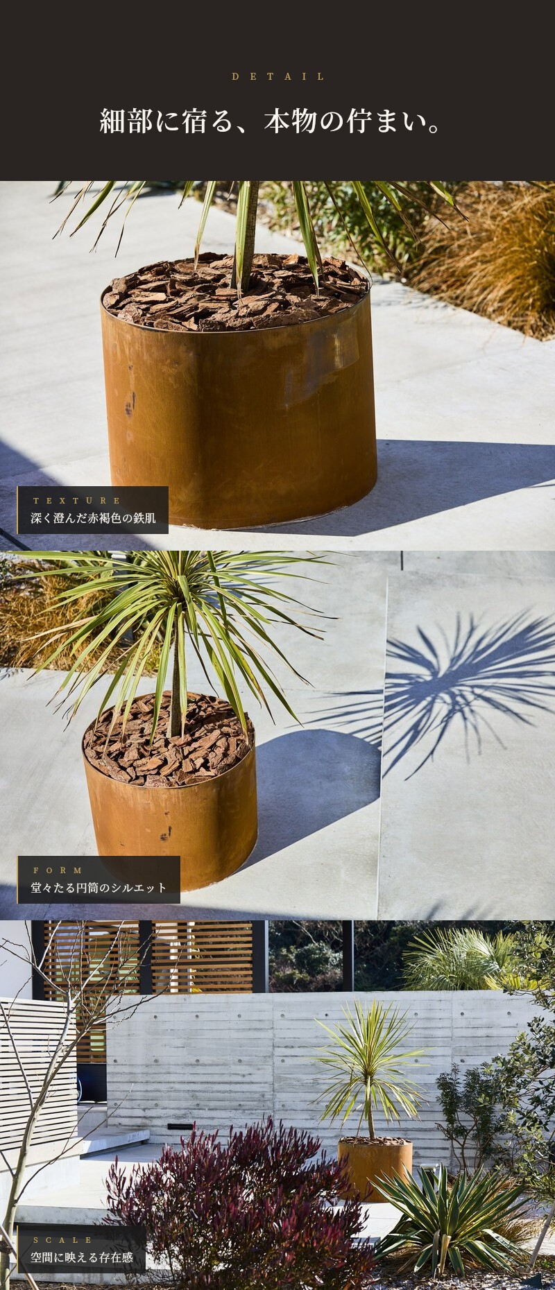 コールテン鋼 高級植木鉢 おしゃれ 大型 直径60cm 丸型 アンティーク 経年美 Patina レイズド・ラウンドプランター600 底なし A-PLUS 屋外 観葉植物 多肉植物 寄せ植え 花 鉢カバー 北欧 モダン ガーデニング 玄関 庭 パティナ