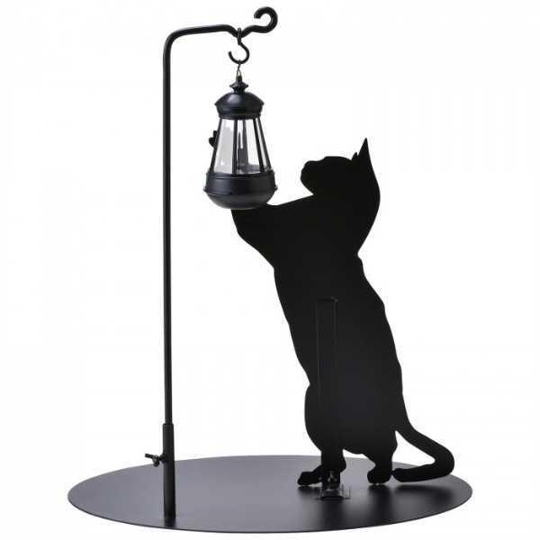 ソーラーライト 屋外 ガーデンライト 猫 シルエット 庭 おしゃれ 防雨 LED オブジェ 自動点灯 玄関 エントランス 雑貨 置き型 置物 センサーライト ギフト プレゼント SI-1961-800 セトクラフト