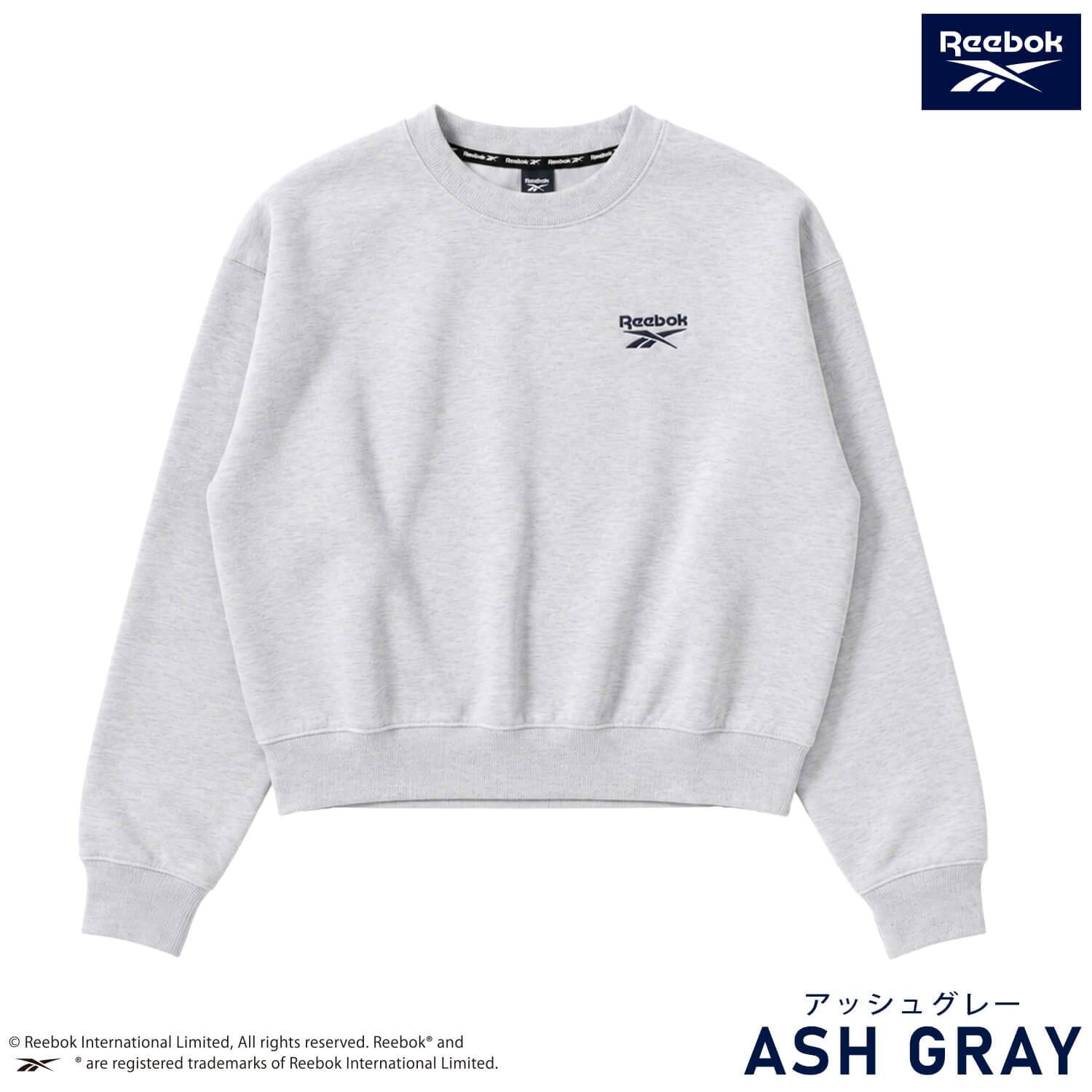 Reebok リーボック トレーナー レディース RL-6500 スウェット クロップド ショート丈 長袖 クルーネック 裏起毛 暖かい ロゴ 刺繍 防寒 スタイルアップ スポーツ カジュアル ファッション トレーニング M L LL 黒 2026FW Karlas