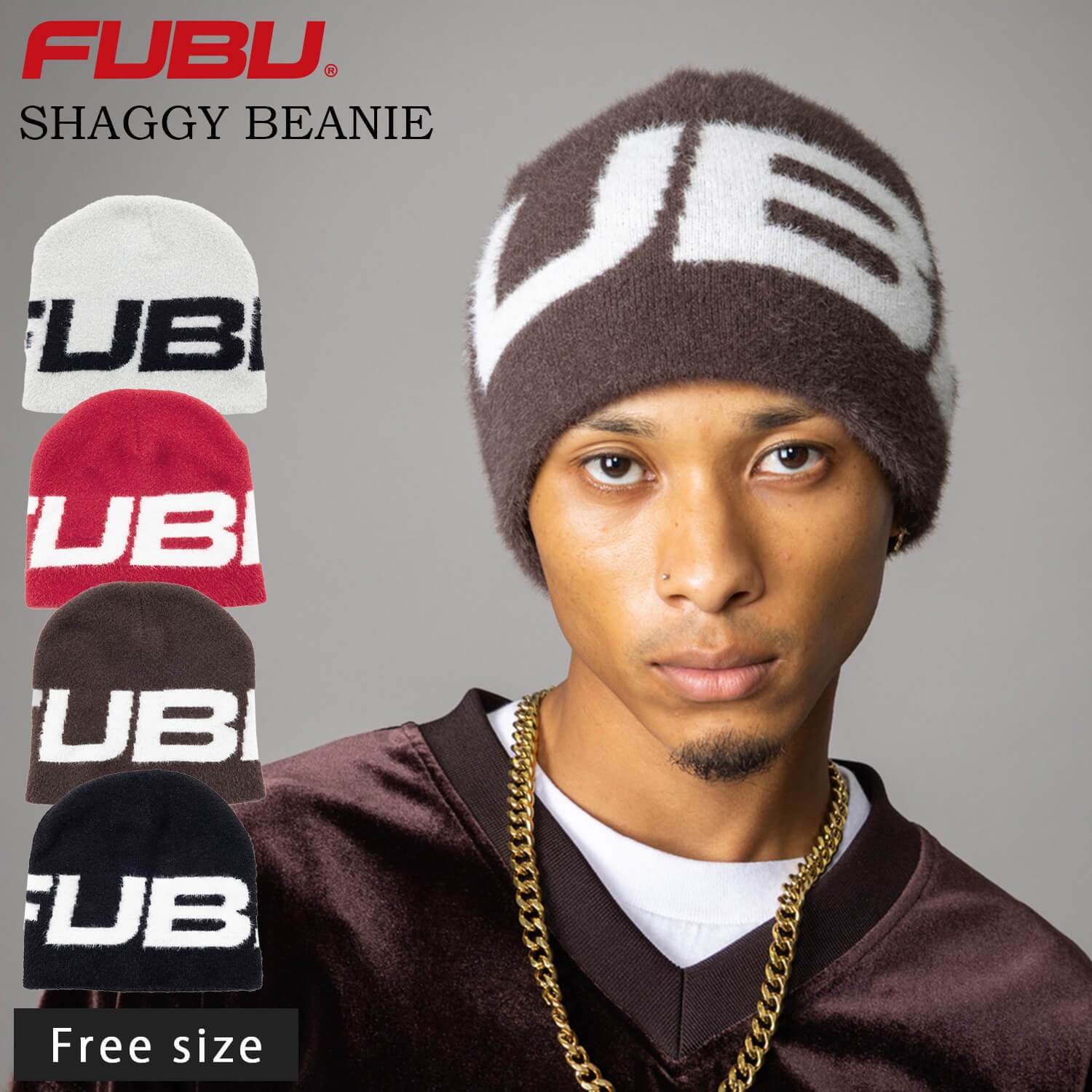 FUBU フブ ニットキャップ メンズ シャギー ビーニー ニット帽 防寒 アクリル ブランド ギフト プレゼント ヒップホップ ダンス レディース ユニセックス 秋冬 fam-62901 2026FW karlas
