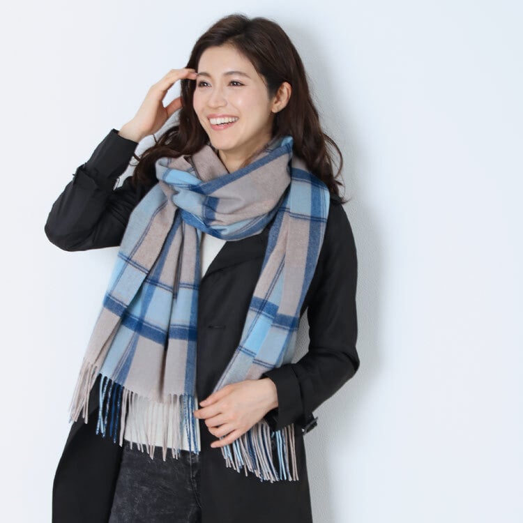 カシミヤ 100% ストール レディース 【名入れ刺繍可能】チェック柄 カシミヤ100% マフラー ストール【200cm×60cm】大判 厚手 ブリットチェック 柄 カシミヤマフラー 秋 冬 誕生日 母 ギフト プレゼント 7F (02000191r)