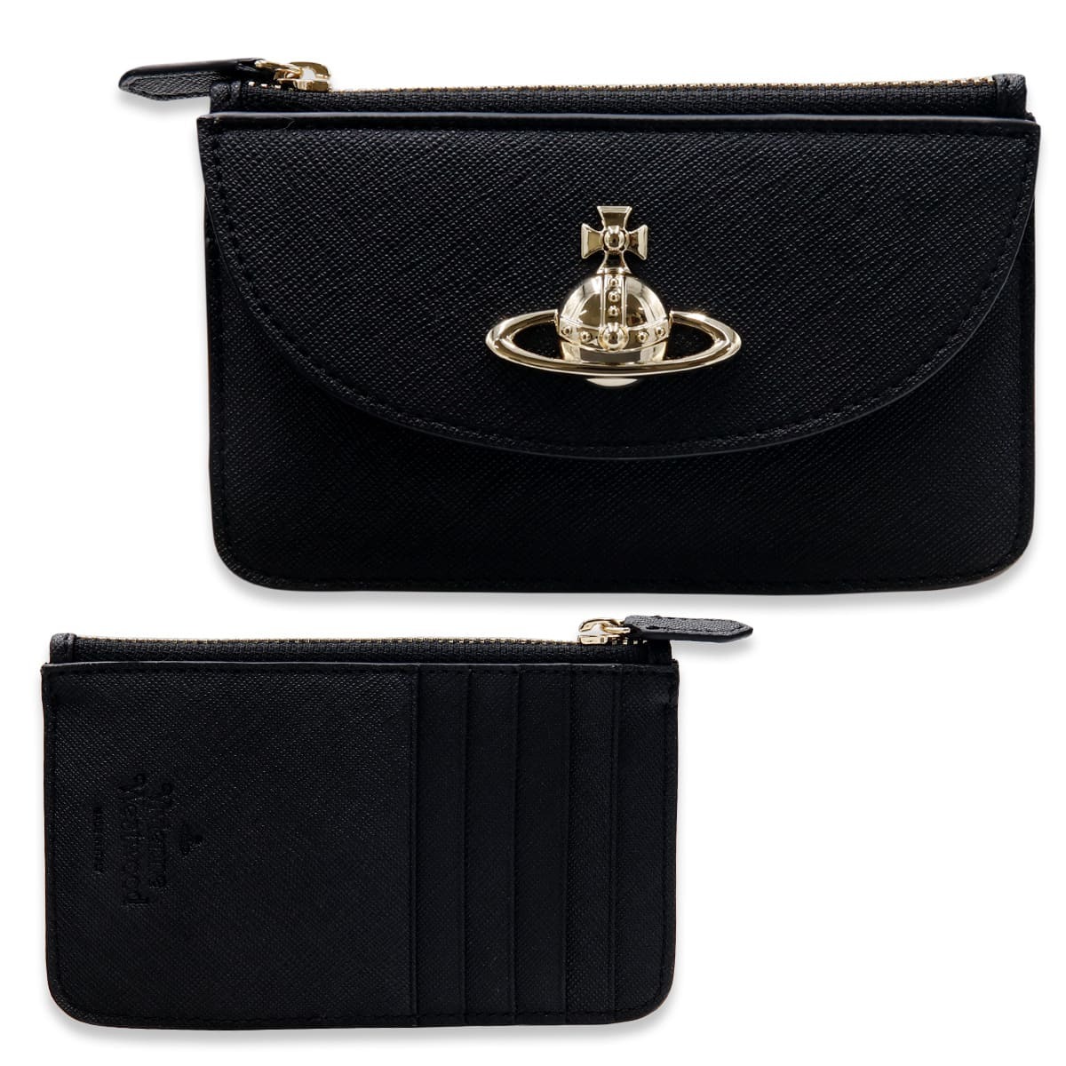 ヴィヴィアンウエストウッド フラグメントケース レディース Vivienne Westwood 5112001GU S000B N401 ブラック ハーフムーン カードケース コインケース 小銭入れ サフィアーノ調 オーブ ミニ財布