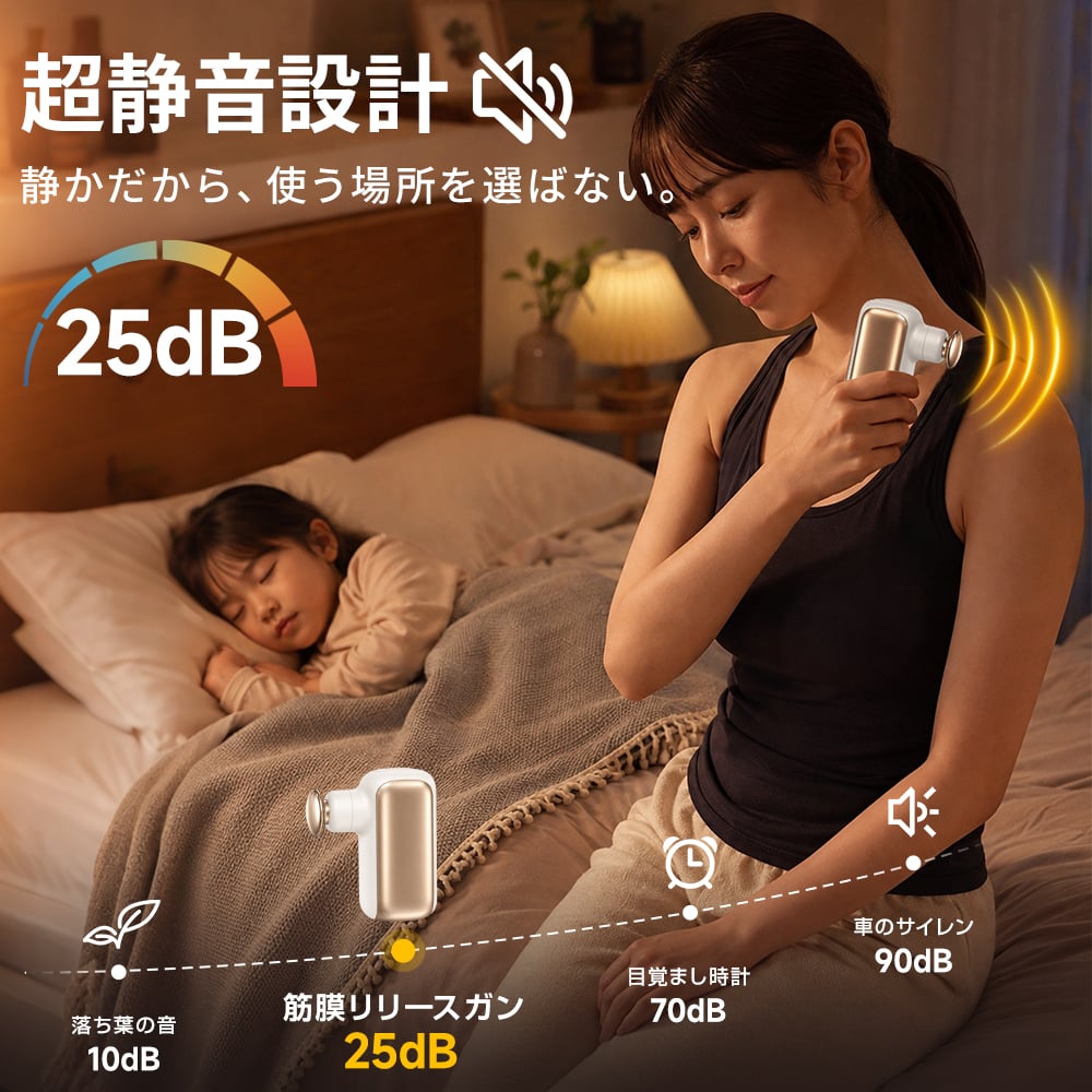 【超軽量200g】筋膜リリースガン M5 4段階強力振動 4000mAh 大容量バッテリー 筋膜ガン マッサージガン USB Type-C充電 コンパクト 軽量 全身ケア