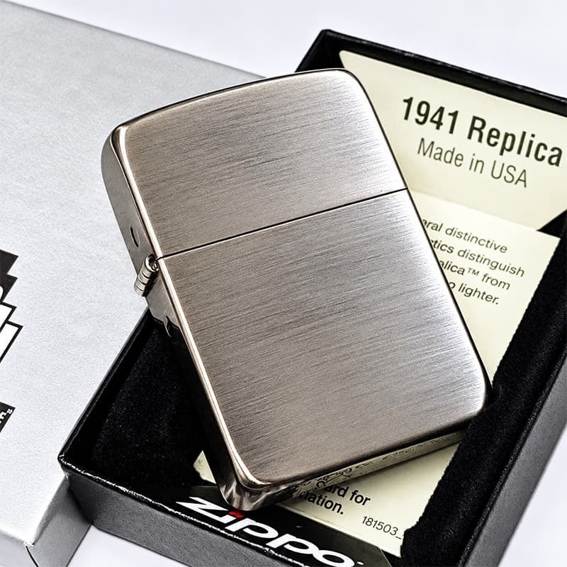 ZIPPO ライター 1941復刻 レプリカ ジッポ アンティークニッケル 銀古美 シルバー シンプル スタンダード 丸角 かっこいい おしゃれ メンズ ギフト