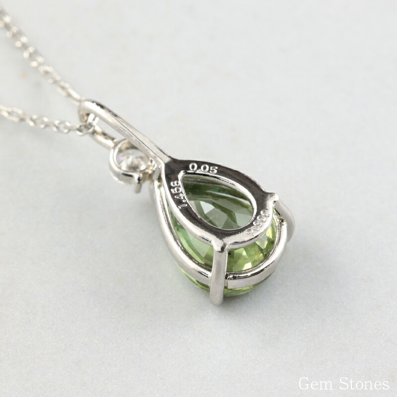  グリーンサファイア 　１．４５８ct 　ダイヤモンド　ネックレス 　ペンダント プラチナネックレス Pt900　ネックレス レディース 一粒ネックレス  誕生石 シンプル Drops