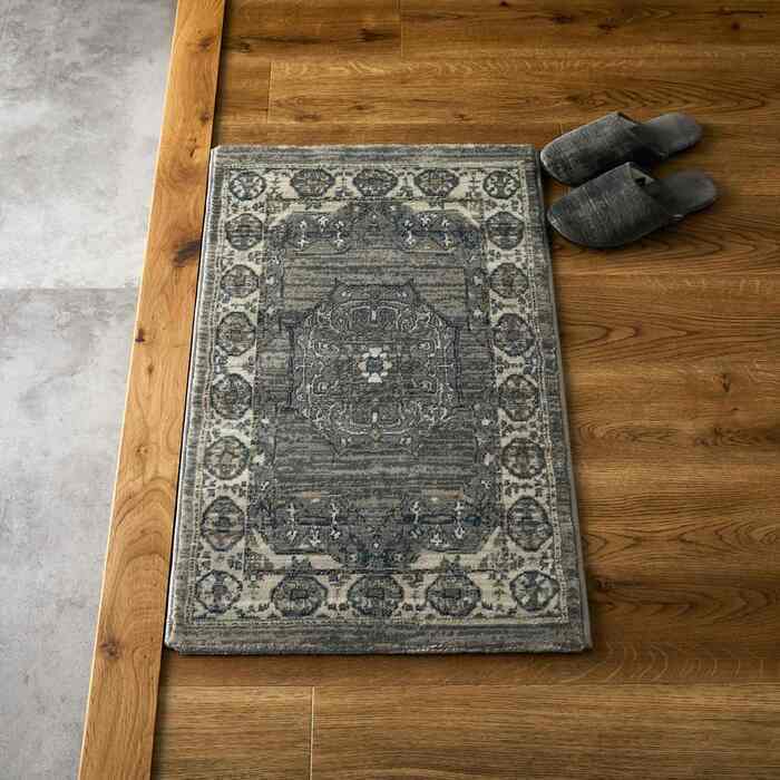 玄関 屋内 屋外 輸 入 ネカル アイボリー 約50×80cm 長方形 トルコ製 ウィルトン織り 民族調 エスニック モダン シンプル オールシーズン 丈夫 50×80cm バルク