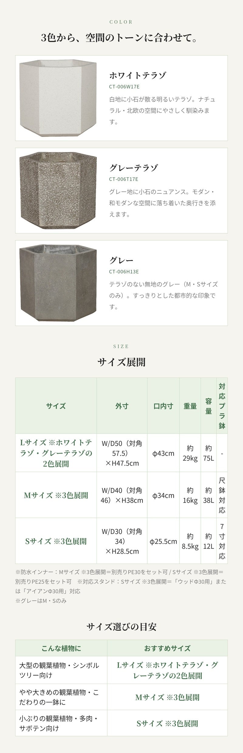 植木鉢 おしゃれ 大型 17号 13号 10号 L M S サイズ 鉢カバー KONTON コントン コーテス ヘックス 多面体 六角形 四角 ファイバーセメント セメント 屋外 室内 高級 北欧 モダン ナチュラル 観葉植物用 シンボルツリー サボテン 多肉植物 特大 玄関 プランター ホワイト