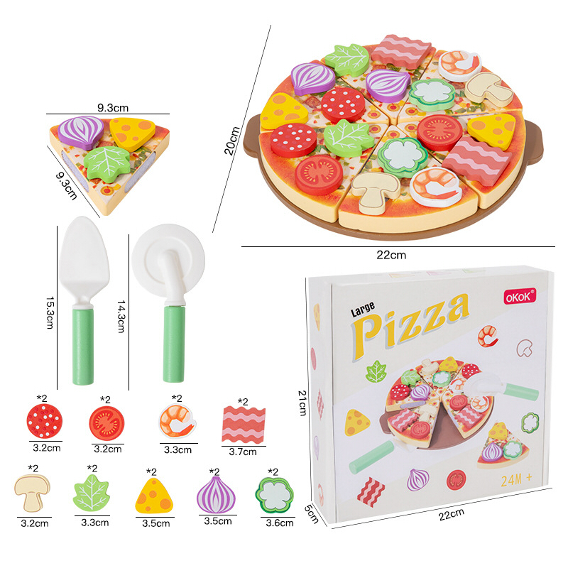 木製 おもちゃ おままごと ピザ セット 切れる 食材 ピザカッター ごっこ遊び キッチン 料理遊び 組み合わせ 指先遊び 子供 知育おもちゃ 男の子 女の子 6歳 誕生日 プレゼント ギフト 入園祝い