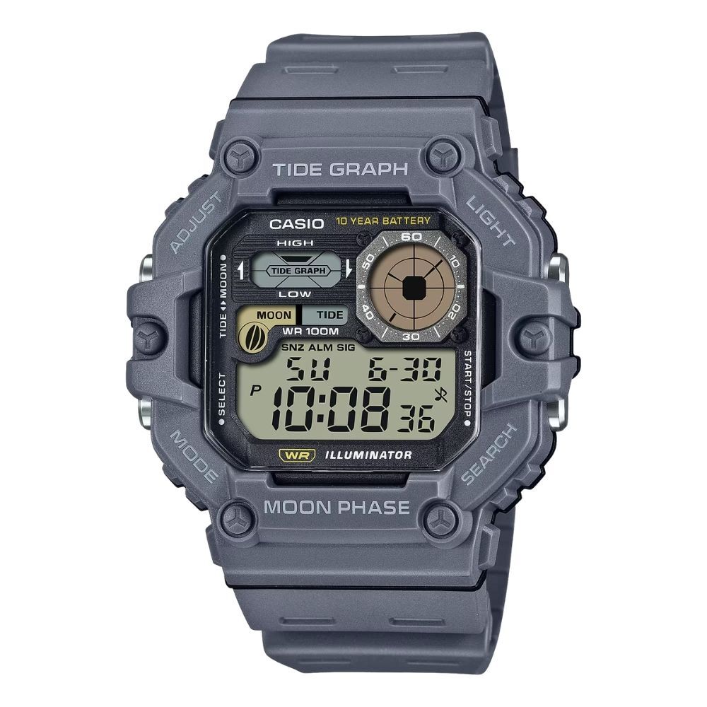 箱なし カシオ 腕時計 メンズ レディース デジタル グレー ブラック CASIO 海外モデル 10年電池 100m防水 タイドグラフ ムーンデータ 月齢 釣り アウトドア スポーツ プレゼント ギフト 成人 卒業 入学
