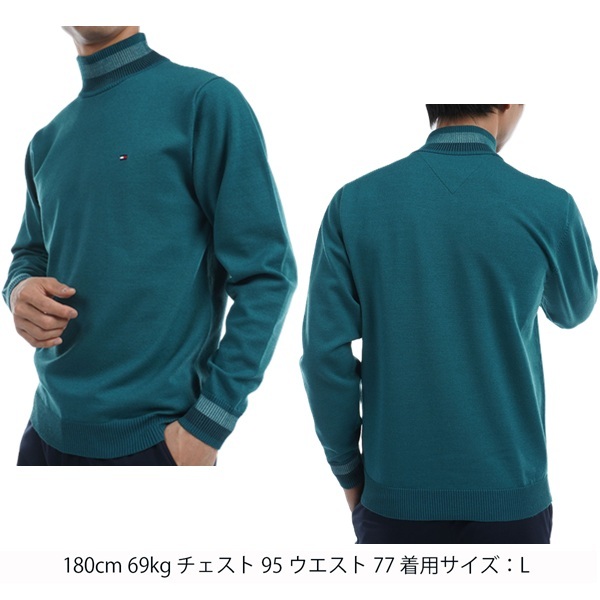 トミーヒルフィガー ゴルフ メンズ シグネチャーストライプ ハイネックセーター TOMMY HILFIGER GOLF THMA471 秋冬モデル お誕生日祝い お祝い 記念品 お父さん 父の日 彼氏 男性 30代 40代 50代 60代  還暦祝い 敬老の日 人気プレゼント プレゼント