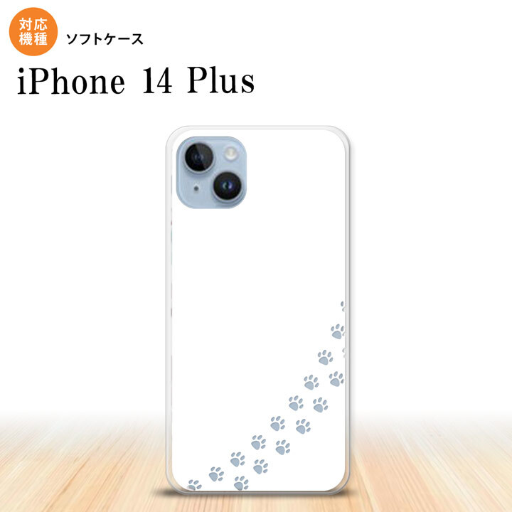 iPhone14 plsu iPhone14 plsu スマホケース 背面ケースソフトケース 猫 足跡 白 クリア 2022年 10月発売 nk-i14pl-tp423
