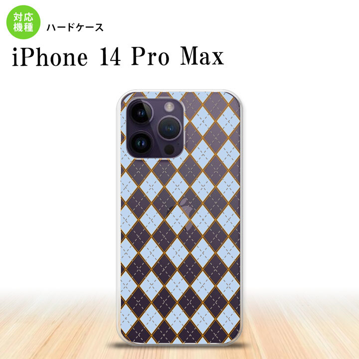iPhone14 ProMax iPhone14 Pro Max スマホケース 背面ケース ハードケース アーガイル クリア 青 2022年 9月発売 nk-i14pm-1414