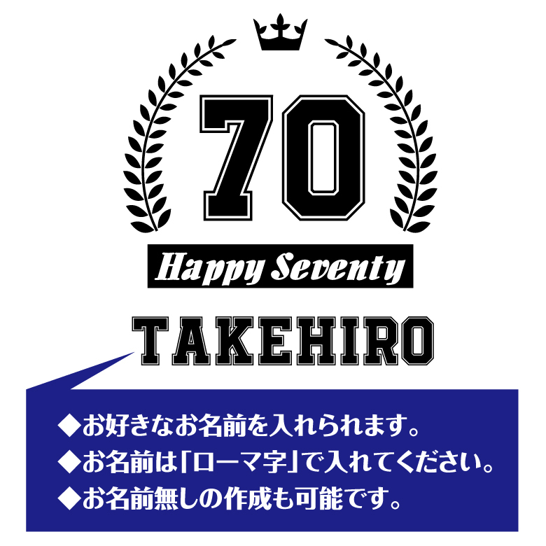 【名入れ】古希祝い 長袖 Tシャツ 【HAPPY】　ドライTシャツ 70歳のお祝い 誕生日 プレゼント ギフト 男性 女性 メンズ レディース 名入れ無料 お祝い サプライズ 記念品 シャツ