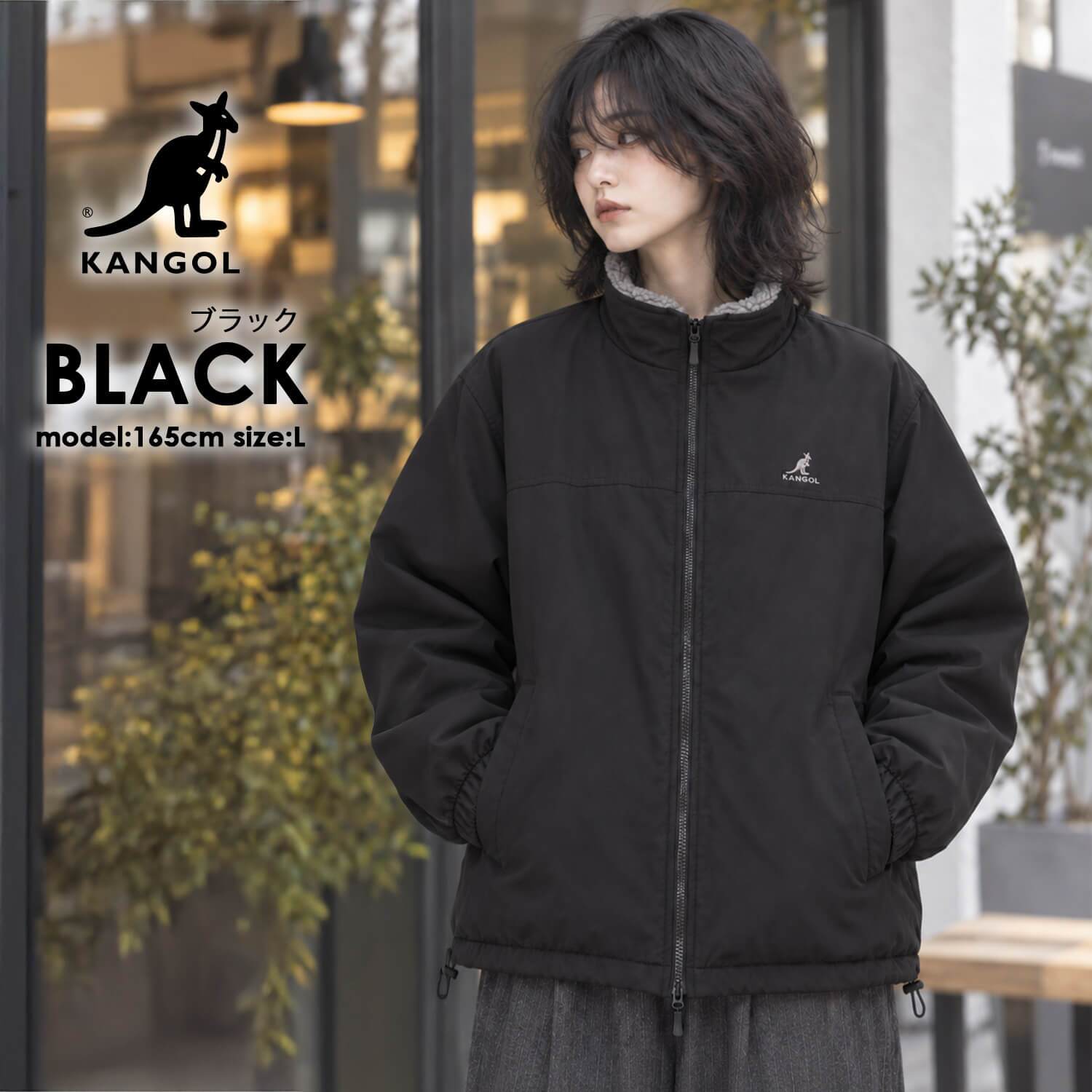  KANGOL カンゴール ブルゾン ジャケット リバーシブル レディース メンズ ボア ハイネック ダブルジップ 防寒 ブランド ロゴ ゆったり おしゃれ ストリート カジュアル アウター 高校生 秋 冬 M L LL 2026FW Karlas 別注