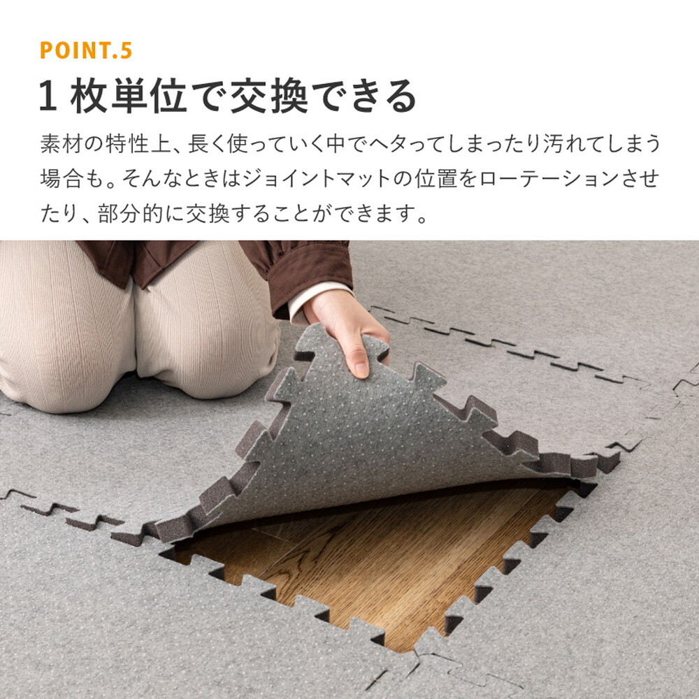 ラグ カーペット 【4枚セット】ジョイントアンダー 厚み増し太郎 アツマシ 約61×61cm の下に敷くマット ジョイントマット ジョイント式 下敷き 防音 滑り止め ふかふか 厚手 低反発