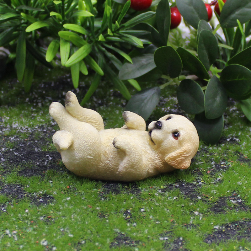 ゴールデンレトリバー 置物 子犬 リアル かわいい ミニチュア 犬 オブジェ 樹脂製 アニマル インテリア 雑貨 ガーデン 卓上 玄関 飾り デスク 車内 誕生日 プレゼント ギフト