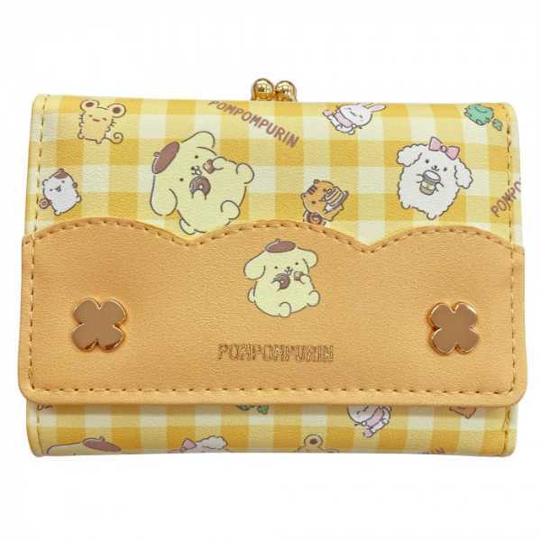 ポムポムプリン 口金財布 がま口 財布 レディース サンリオ 30周年記念デザイン キャラクター グッズ 小物入れ ミニ財布 折りたたみ ウォレット プレゼント ギフト サンリオ正規ライセンス品