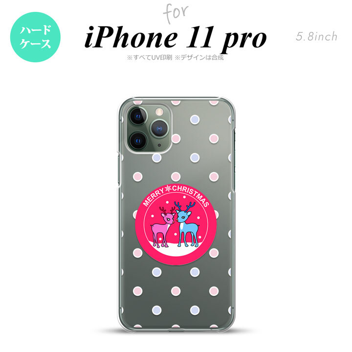 iPhone11Pro iPhone11 Pro スマホケース ハードケース トナカイ ワッペン ピンク メンズ レディース nk-i11p-621