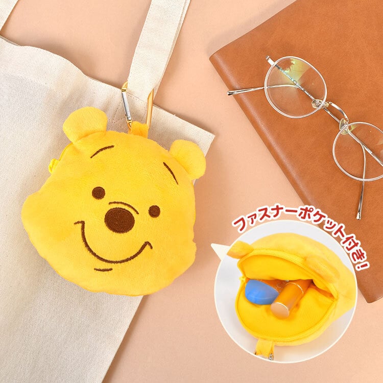 くまのプーさん スティッチ カラビナ付き ぬいぐるみ ファスナーマスコット ポーチ ディズニー キャラクター プーさん エンジェル 小物入れ ミニポーチ マスコットポーチ ぬいぐるみポーチ キーホルダー 小銭入れ イヤホンケース かわいい 学生 女子 通学 通勤 プレゼント