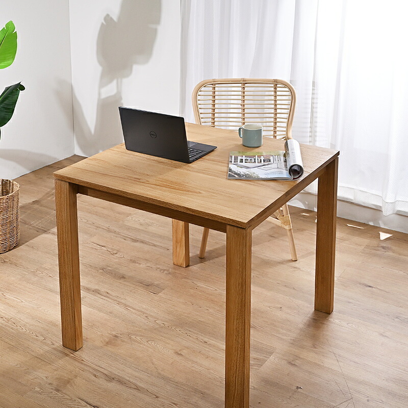 ダイニング家具 ダイニングテーブル 単品 80cm幅 木製 2人用 チーク無垢材 角型 コンパクト コーヒーテーブル 机 インテリア おしゃれ ナチュラル 天然木 北欧 カフェ 食卓 モダン