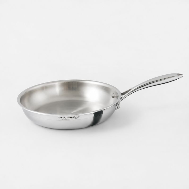 ビタクラフト プロ フライパン 24cm IH ステンレス 正規品 ガス火 直火 単品 業務用 コーティングなし シェフ 長持ち 高耐久 シルバー オールステンレス 省エネ 食洗機対応 無油料理 無水調理 時短 保温 持ちやすい 握りやすい 蓋なし No.0313