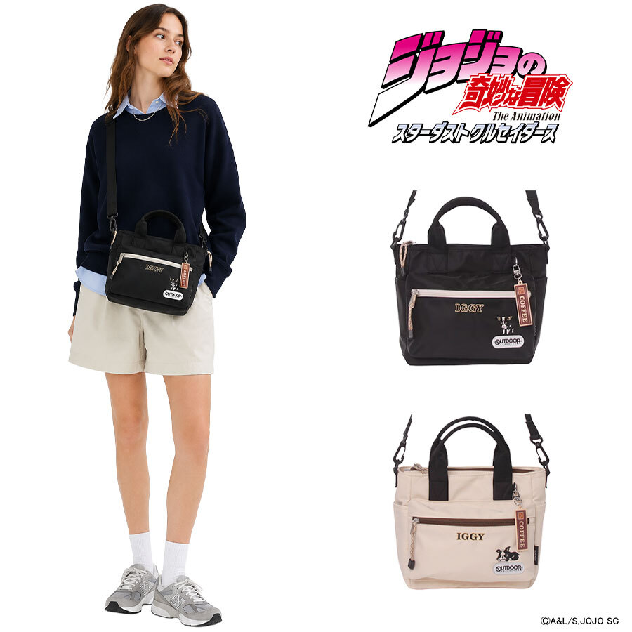 outdoor products ジョジョの奇妙な冒険 イギーモチーフ2WAYショルダー ショルダーバッグ 斜め掛け レディース メンズ ギフト プレゼント ブラック jo02 ODJO02