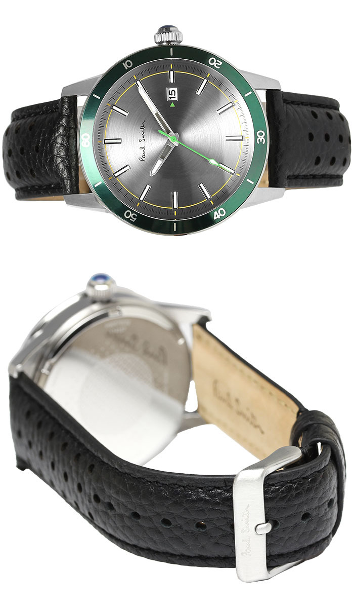 ポールスミス Paul Smith 腕時計 メンズ 革ベルト 43mm レザー クラシック ブランド 人気 ウォッチ ギフト プレゼント グリーン グレー シルバー ブラック ブラウン
