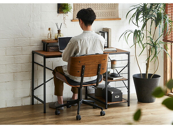 デスクチェア ゆるやかなカーブが美しい 1脚 おしゃれ ヴィンテージ 椅子 イス レザー 合皮 レトロ モダン PCデスク テレワーク シンプル 回転式 昇降式 ガス圧昇降 キャスター 鉄脚 ゆるやかなカーブが美しいデスクチェア 家具 インテリア 新生活
