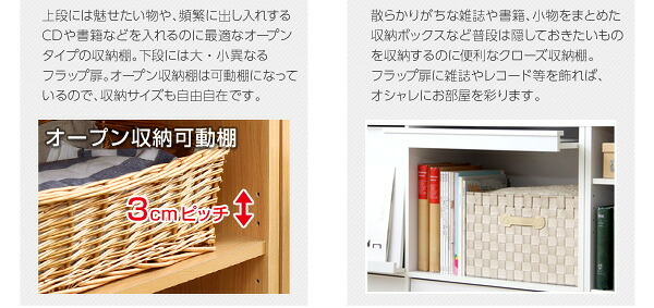 収納家具 ラック 魅せて隠す収納 ディスプレイ GR-FR-2P--WH ホワイト ホームテイスト リビング 本棚書棚 2個セット フラップ扉収納