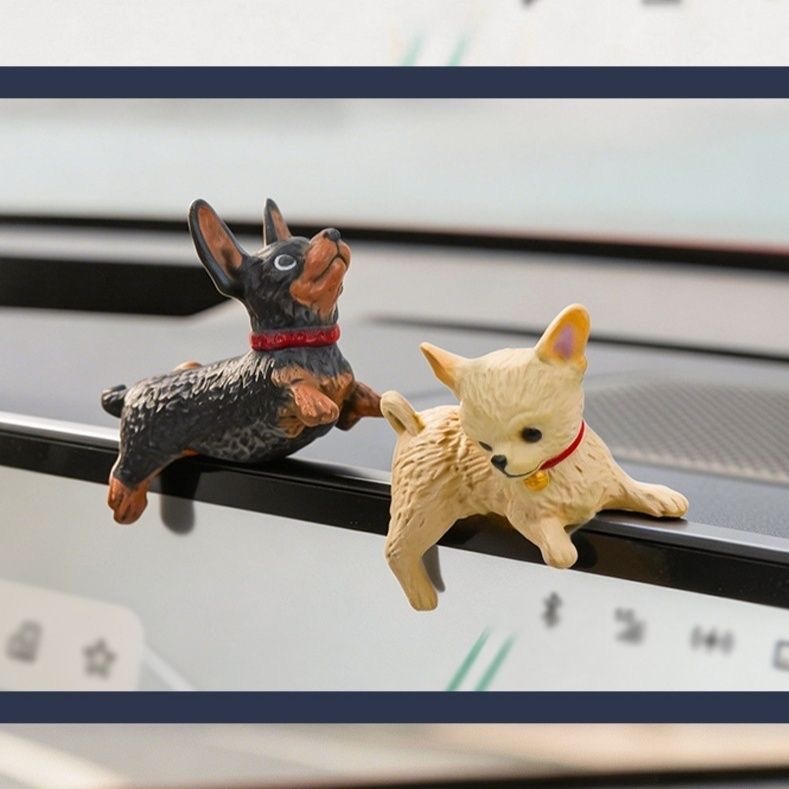 犬 置物 5個セット かわいい ミニチュア ドッグ オブジェ カートゥーン デスク 飾り 車内アクセサリー パソコン モニター 卓上 インテリア 雑貨 オフィス プレゼント