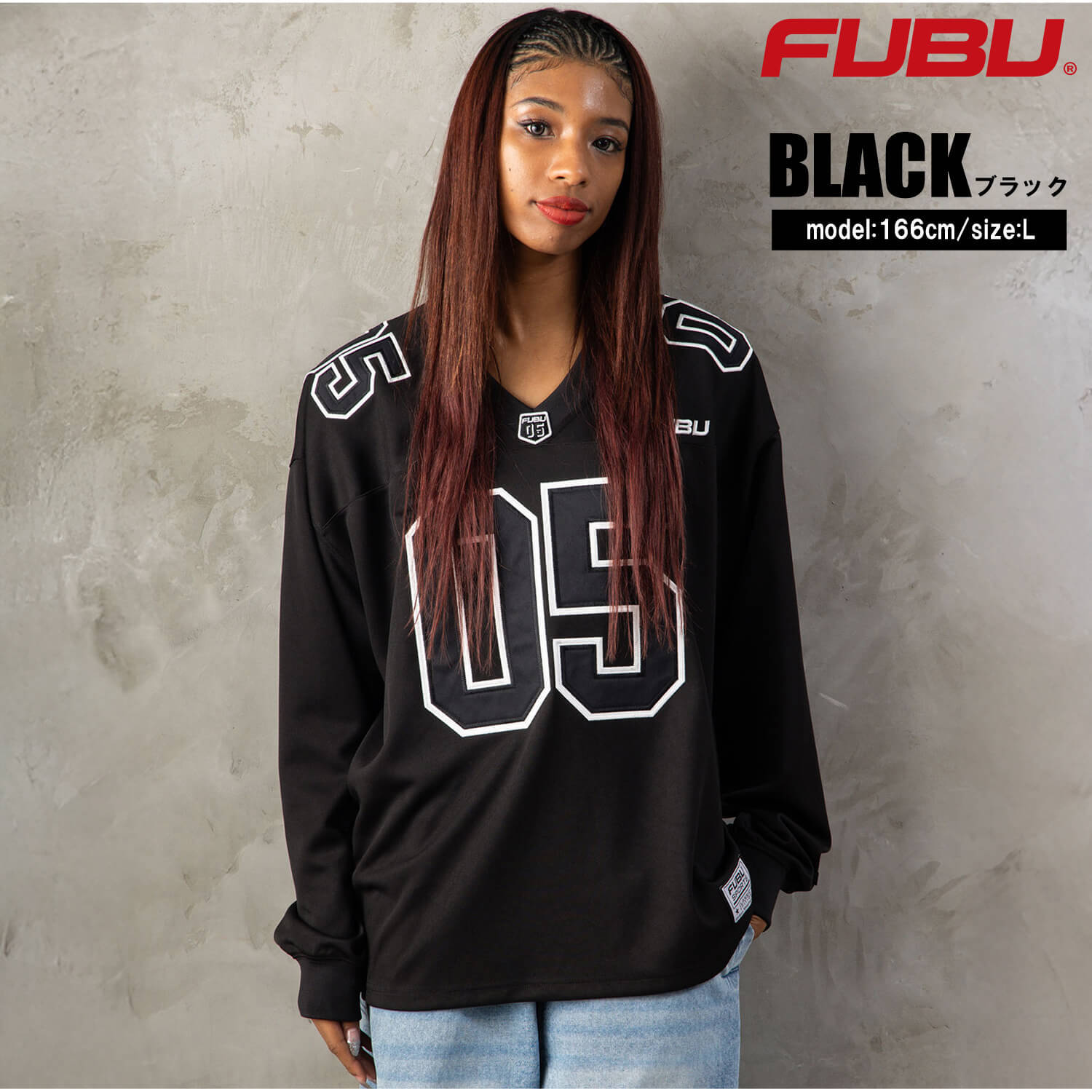 FUBU フブ ゲームシャツ メンズ レディース fam-62713 フットボールシャツ 長袖 Vネック ナンバリング 迷彩 チョコチップ カモフラ ロンT オーバーサイズ ストリート ヒップホップ ダンス カジュアル M L XL XXL 2026FW Karlas