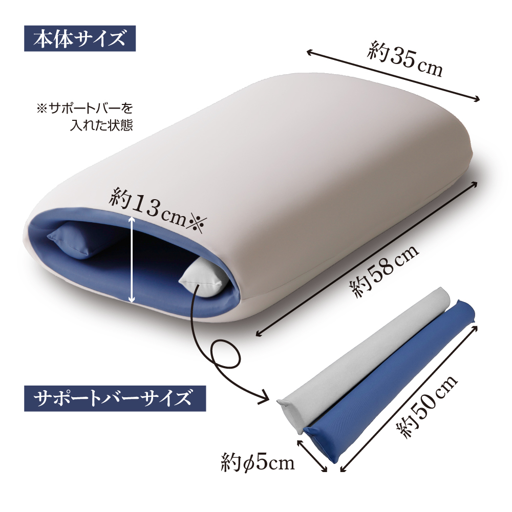 お医者さんの中空まくら 枕 まくら 中空構造 サポートバー2本 調節可能 ウレタンフォーム 低反発フィット 寝返り 横向き うつ伏せ 洗える カバー 58×35cm アルファックス