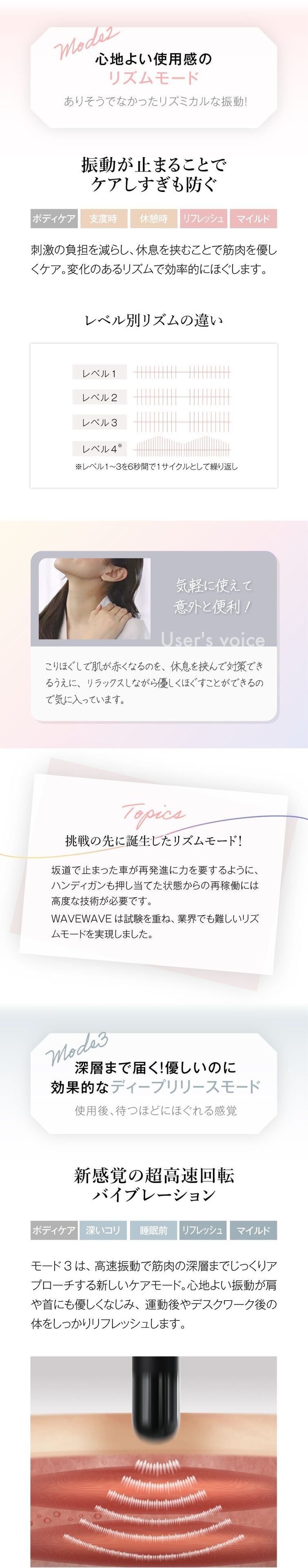 振動ケア WAVEWAVE Fascial Release Gun Mirai ハンディガン 5種アタッチメント 3モード 4段階 最大3100回/分 フェイス 頭皮 ボディ 首 肩 背中 太もも 足裏 コンパクト 軽量 282g USB充電 コードレス 女性 男性 母 父 誕生日 母の日 父の日 プレゼント ギフト