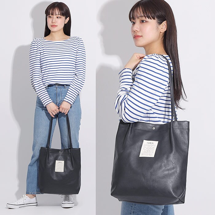 トート トートバッグ 合皮 ハンドルタック タック かわいい オシャレ シンプル レディース 女の子 子供 大容量 マチ 持ち手 肩掛け 肩掛けしやすい 軽い 軽量 フェイクレザー 英字 ロゴ ロゴトート 縦型 縦 トート 通勤 通勤トート 通学 無地