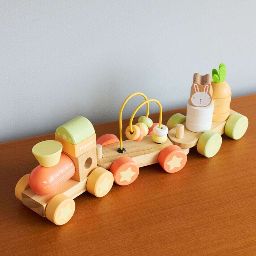 PolarB バニーシリーズ アクティビティトレイン 木製おもちゃ 汽車 TYPR44288 ポーラービー 木のおもちゃ ギフト プレゼント 出産祝い