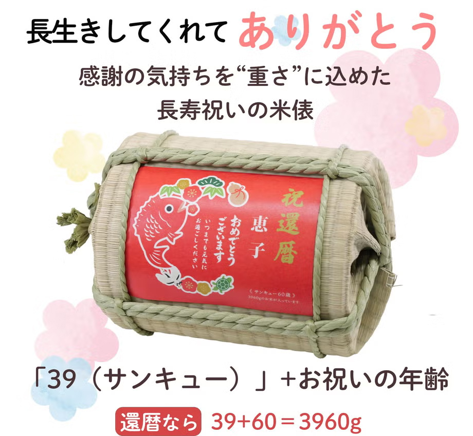 長寿祝い俵米「めでたい」還暦・古希・喜寿・傘寿・米寿・卒寿