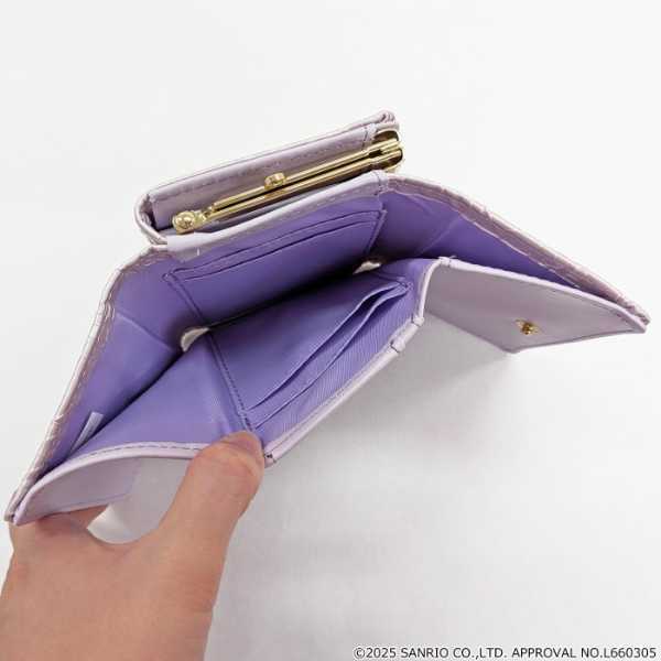 財布 レディース クロミ 口金財布 ミニ財布 サンリオ キャラクター グッズ 凸押し パール生地 ハートメタル ストーン付き コンパクト 小銭入れ 二つ折り財布 プレゼント ギフト サンリオ正規ライセンス品