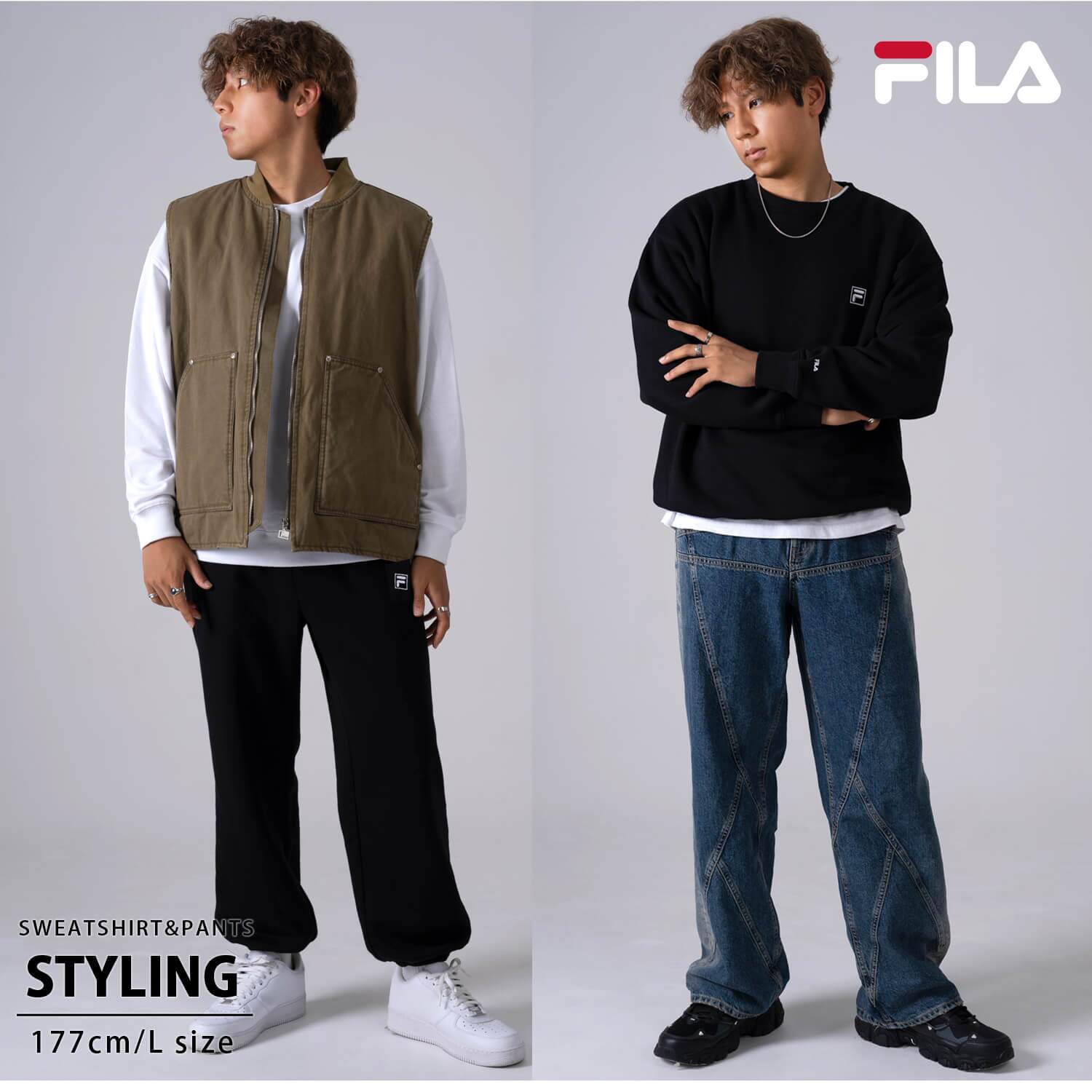  FILA フィラ メンズ レディース スウェット上下 裏毛 裏起毛 ブランド ワンポイントロゴ 刺繍 上下セット セットアップ ルームウェア 部屋着 トレーナー パンツ 大きいサイズ ユニセックス パジャマ 無地 ペアルック L LL 3L 4L 2026fw karlas別注