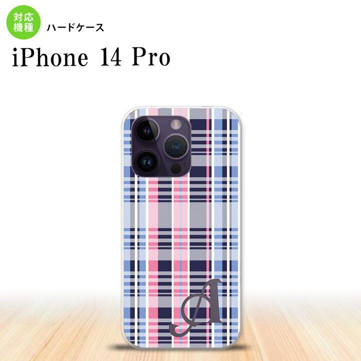 iPhone14 Pro iPhone14 Pro スマホケース 背面ケース ハードケース チェック B ピンク 青 +アルファベット 2022年 9月発売 nk-i14p-440i