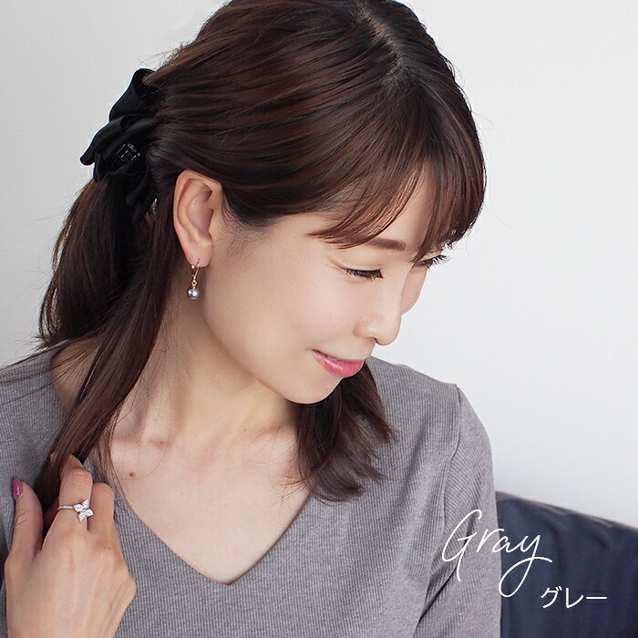 ピアス 金属アレルギー サージカルステンレス フープ 落ちない 引っかからない 外れにくい フック パール 真珠 8ｍｍ イミテーション ひと粒