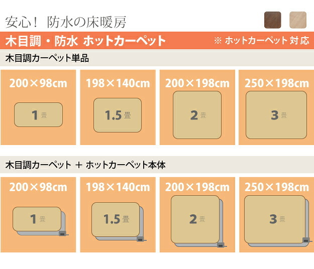 Fine ファイン 木目調防水ダイニングラグ 300x182cm ブラウン ナチュラル ホワイト 61600018