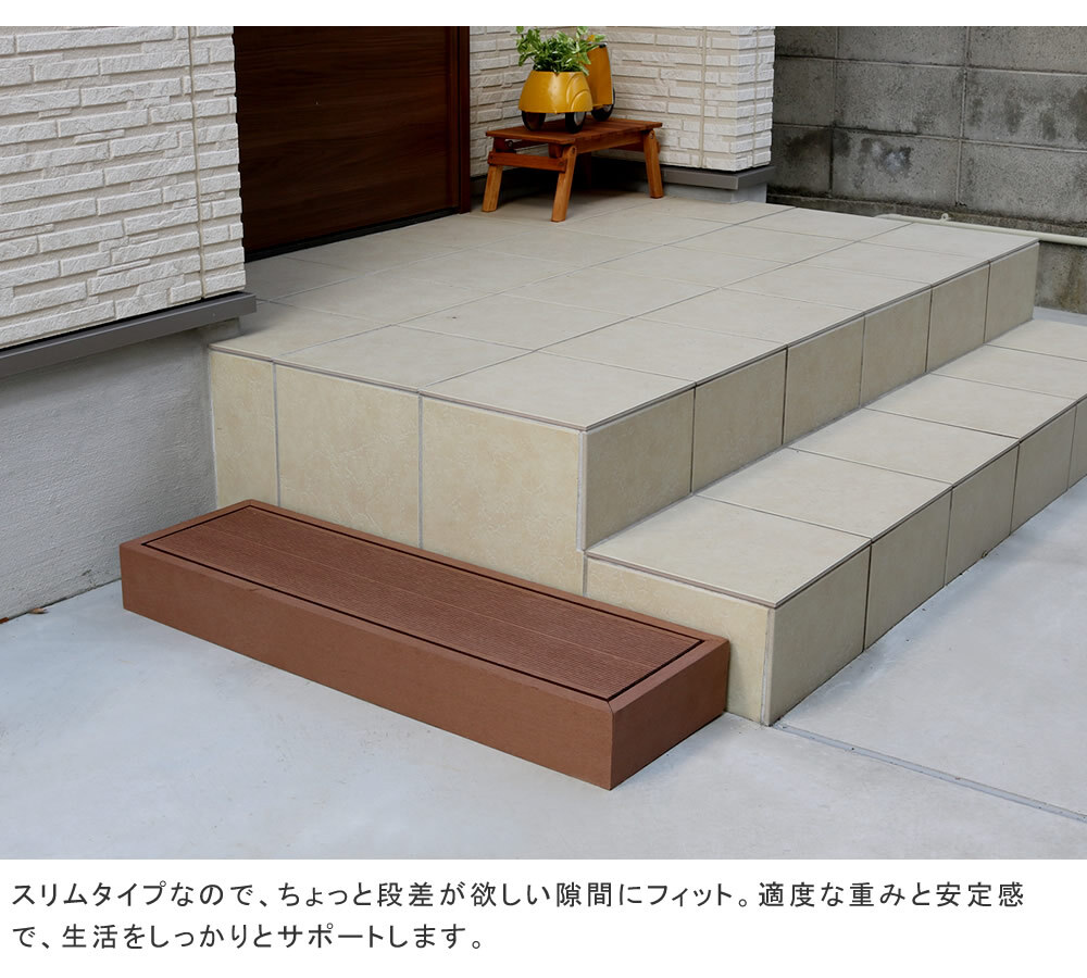 人工木ウッドデッキ ecofeel エコフィール ステップ 2台セット PWDE-STP90-2P