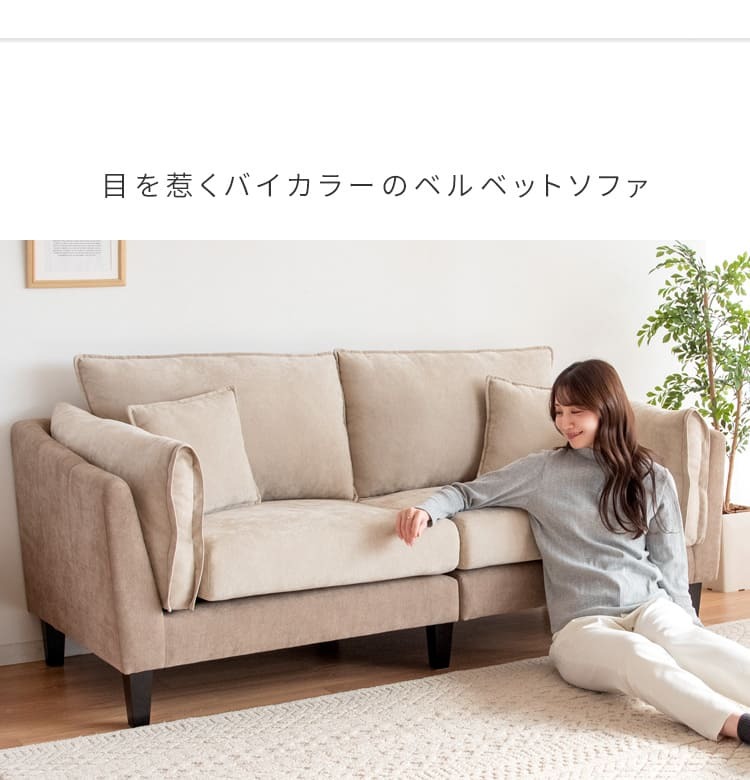 ソファ 座椅子 二人掛けポケットコイルファブリック バイカラーデザイン 2.5P メドゥレ ポケットコイル ファブリック バイカラー 二人掛け sofa コンパクト リラックス 快適 天然木脚