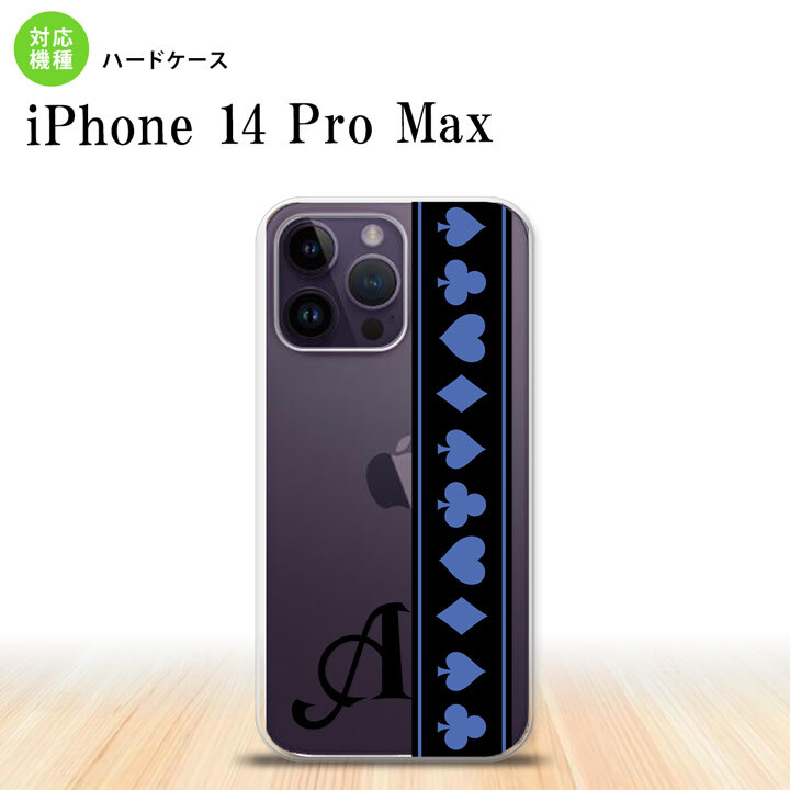 iPhone14 ProMax iPhone14 Pro Max スマホケース 背面ケース ハードケース トランプ 帯 黒 青 +アルファベット 2022年 9月発売 nk-i14pm-525i