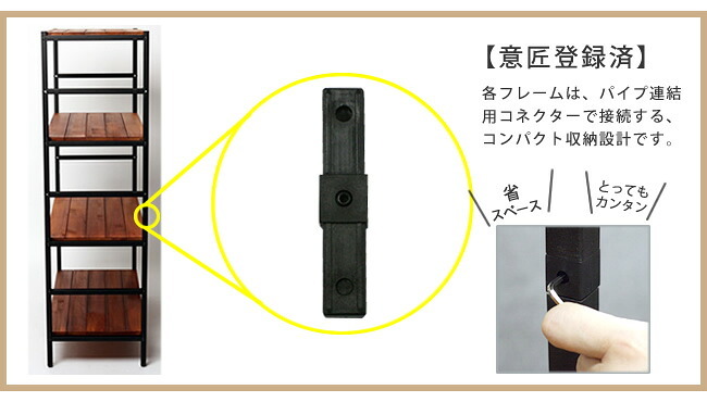 ラック 木製 アイアン シェルフ ブリック brick シリーズ4段 40×40×135 PRU-4040135 天然木 簡単組立 モダン アンティーク カフェ 収納 ウッド インテリア 棚 ブラウン オープン リビング 北欧 新生活