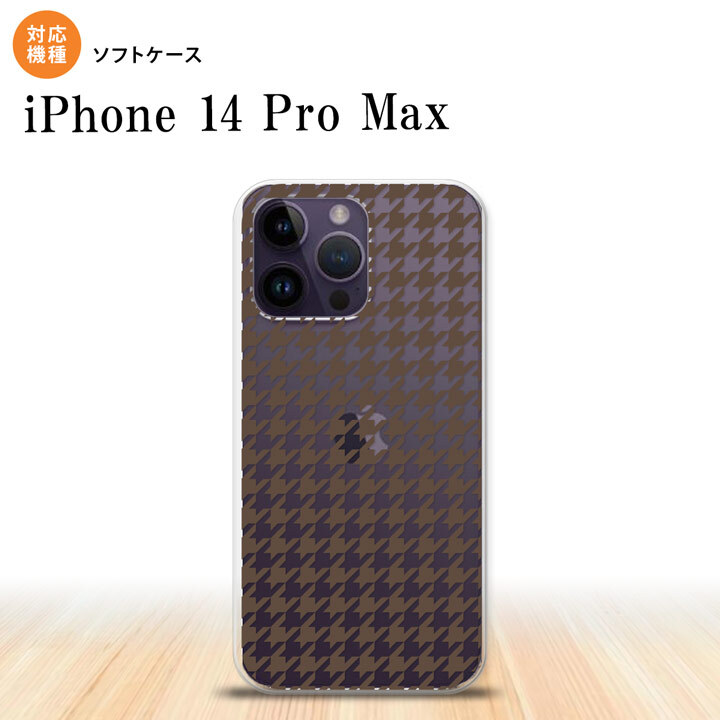 iPhone14 ProMax iPhone14 Pro Max スマホケース 背面ケースソフトケース 千鳥 格子 小 茶 クリア 2022年 9月発売 nk-i14pm-tp912